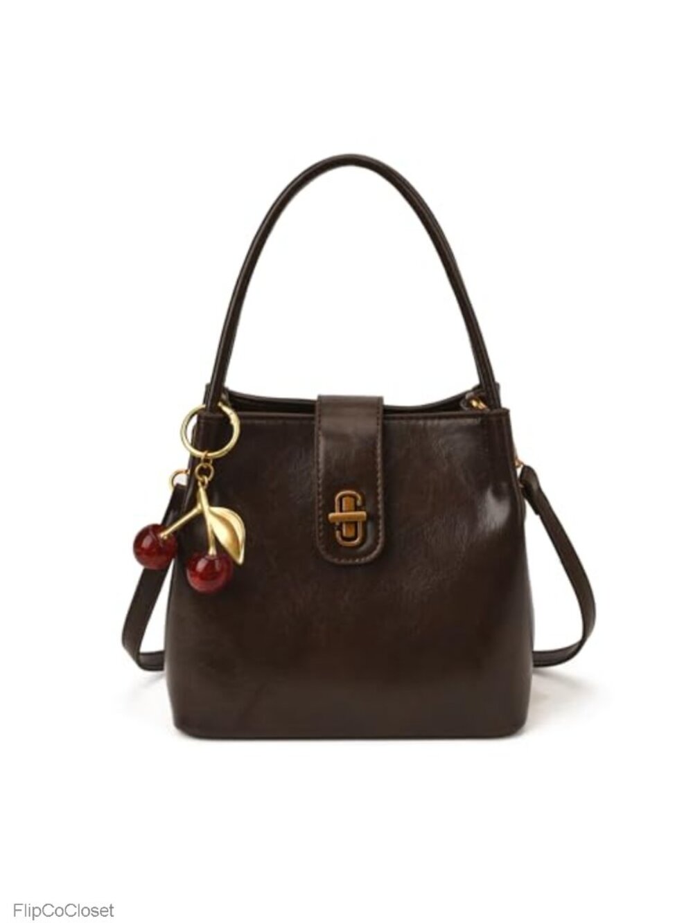 Small Vegan Leather Bucket Crossbody Purse for Women Retro Top Handle Satchel